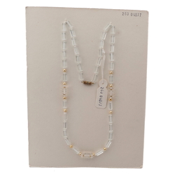 Vintage Czech necklace frost rondelle clear bugle glass beads 22"