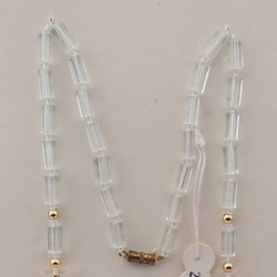 Vintage Czech necklace frost rondelle clear bugle glass beads 22"