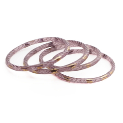 Lot (4) Antique Czech gold gilt purple filigree bicolor faceted glass bangles 