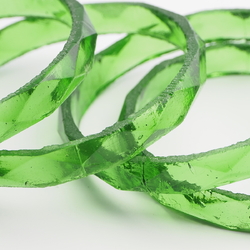 Lot (4) antique Czech green faceted glass bangles hoops 2.5"