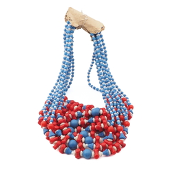 Hank (10) Vintage Czech necklaces red white blue glass beads