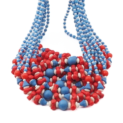 Hank (10) Vintage Czech necklaces red white blue glass beads