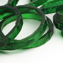Lot (15) antique Czech green faceted glass bangles hoops 