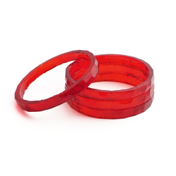 Lot (4) antique Czech red faceted glass bangles hoops 1.8"