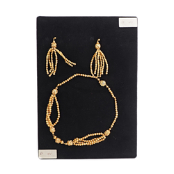 Rare Vintage  Czech necklace hand blown ribbed real 24 k gold lined glass beads - kopie