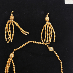 Rare Vintage  Czech necklace hand blown ribbed real 24 k gold lined glass beads - kopie