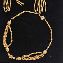 Rare Vintage  Czech necklace hand blown ribbed real 24 k gold lined glass beads - kopie