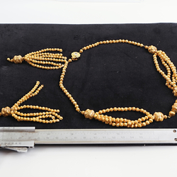 Rare Vintage  Czech necklace hand blown ribbed real 24 k gold lined glass beads - kopie