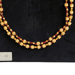 Rare Vintage  Czech necklace hand blown ribbed real 24 k gold lined glass beads