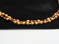 Rare Vintage  Czech necklace hand blown ribbed real 24 k gold lined glass beads