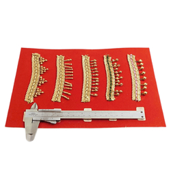 Vintage Czech 24 K gold hollow dangle drop beads ribbon lace trims lamp fringe dress millinery dolls sample card - kopie