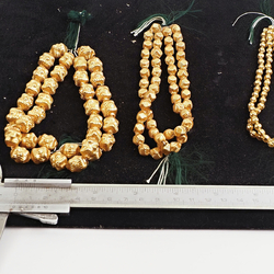 Lot 3x hanks Vintage Czech rare blown hollow 24k gold lined lightweight glass beads card 184pcs