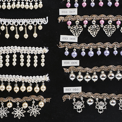 Vintage Czech dangle drop beads 10 ribbon lace trims lamp fringe dress millinery dolls sample card 