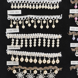 Vintage Czech dangle drop beads 10 ribbon lace trims lamp fringe dress millinery dolls sample card 