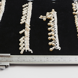 Vintage Czech dangle drop beads ribbon lace trims lamp fringe dress millinery dolls sample card