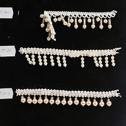 Vintage Czech dangle drop beads ribbon lace trims lamp fringe dress millinery dolls sample card