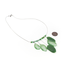 Czech lampwork green leaf glass bead necklace