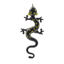 Czech lampwork yellow black bicolor glass newt pendant bead 60mm