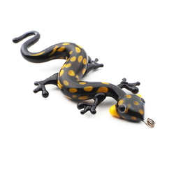 Czech lampwork yellow black bicolor glass newt necklace pendant bead 60mm