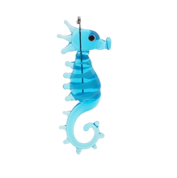 Czech lampwork blue bicolor glass seahorse pendant bead 48mm