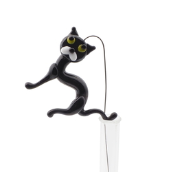 Czech lampwork glass black cat earring headpin glass bead 