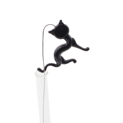 Czech lampwork glass black cat earring headpin glass bead 