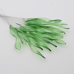 Large Czech lampwork glass green flower petal leaf earring headpin glass bead (1 bead)