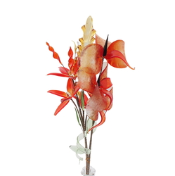 Czech lampwork glass bead red flowers stem ornament 12"