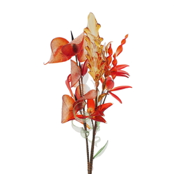 Czech lampwork glass bead red flowers stem ornament 12"