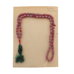 Vintage prayer bead strand Czech silver lustre red Egyptian revival glass beads