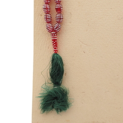 Vintage prayer bead strand Czech silver lustre red Egyptian revival glass beads