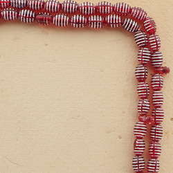 Vintage prayer bead strand Czech silver lustre red Egyptian revival glass beads