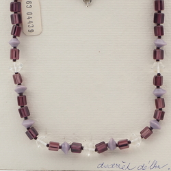 Vintage Czech necklace purple clear glass beads  