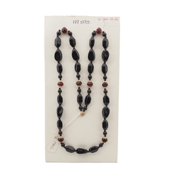 Vintage Czech necklace black glass beads 27"