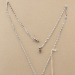 Vintage Czech silver chain necklace satin atlas glass bead pendant