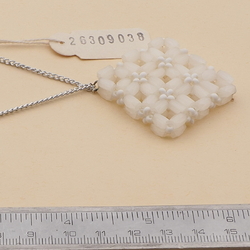 Vintage Czech silver chain necklace satin atlas glass bead pendant