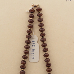 Vintage Czech necklace brown rondelle glass beads