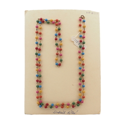 Vintage Czech link necklace multicolor round glass beads 48"