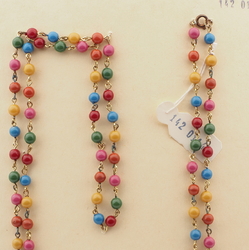 Vintage Czech link necklace multicolor round glass beads 48"