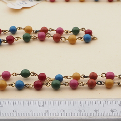 Vintage Czech link necklace multicolor round glass beads 48"