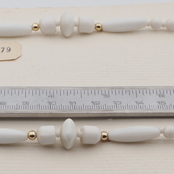Vintage Czech necklace white round oval rondelle glass beads