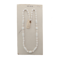 Vintage Czech necklace white round oval bugle glass beads 
