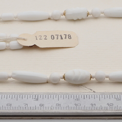 Vintage Czech necklace white round oval bugle glass beads 