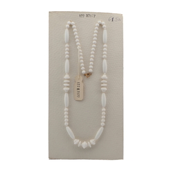 Vintage Czech necklace white round oval rondelle glass beads 