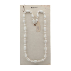 Vintage Czech necklace white round oval teardrop glass beads 