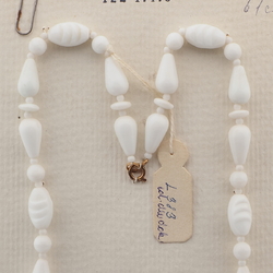 Vintage Czech necklace white round oval teardrop glass beads 
