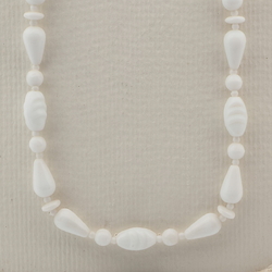 Vintage Czech necklace white round oval teardrop glass beads 