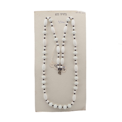 Vintage Czech necklace white blue seed glass beads 