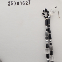 Vintage Czech necklace black silver clear AB pearl glass beads 
