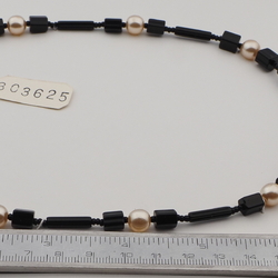 Vintage Czech necklace black pentagon pearl glass beads